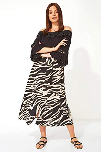 Roman Originals falda de mujer con estampado de cebra, lápiz, negocio, formal, trabajo, oficina, línea A, ajustada, para vacaciones, casual, hasta la rodilla, tubo de faldas Blanco Marfil 40