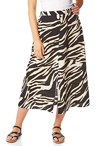 Roman Originals falda de mujer con estampado de cebra, lápiz, negocio, formal, trabajo, oficina, línea A, ajustada, para vacaciones, casual, hasta la rodilla, tubo de faldas Blanco Marfil 40