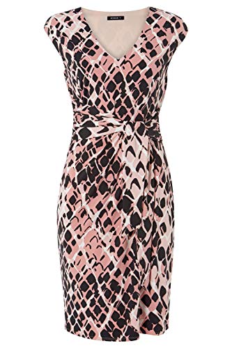 Roman Originals - Vestido de cintura con lazo y estampado de serpiente para mujer, fiesta de noche, cóctel, ocasión especial, manga formal, escote en V, longitud de la rodilla, bodycon