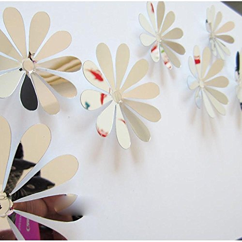 Romote La decoración del hogar Flores DIY 3D Espejo de Pared Pegatinas Etiqueta engomada Agradable decoración de 8 Colores