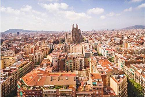 Rompecabezas De 1000 Piezas Hobbit Vista Aérea De La Sagrada Familia Y El Paisaje Urbano De Barcelona En España Hobby Decoración del Hogar Bricolaje