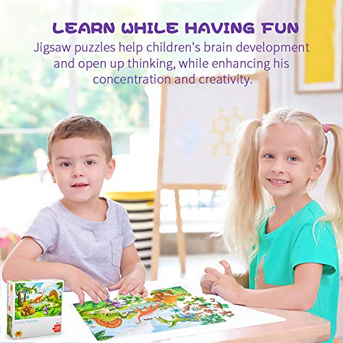 Rompecabezas Juguetes Niños 3-8 Años Niños Niñas, Regalos Cumpleaños Niños Pequeños Edad 4 5 6 7 Niños Rompecabezas Dinosaurios Lindos 4-8 Años Aprendizaje Preescolar Juguetes Educativos 100 Piezas