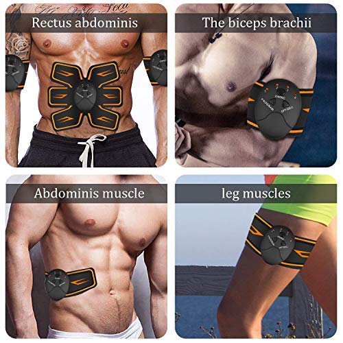 ROOTOK Electroestimulador Muscular, Abdominales Cinturón, Estimulador Muscular Abdominales, EMS Ejercitador del Abdomen/Brazo/Piernas/Cintura (Hombre/Mujer) (Negro)