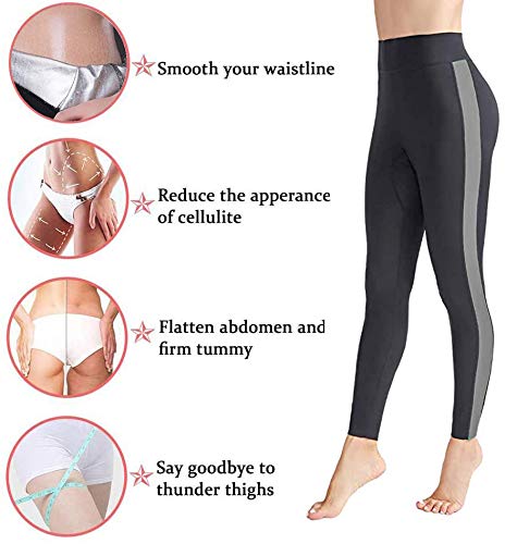 ROOTOK Pantalones de Sauna Adelgazantes Mujer Nanotecnología - Leggins Reductores Adelgazantes, Leggins Anticeluliticos Cintura Alta, Mallas Fitness Push Up para Deporte Running Yoga Gym (M)