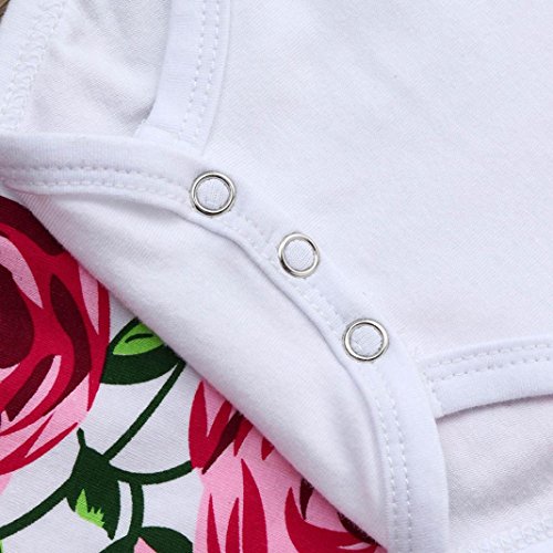 Ropa Bebe Niña Otoño Invierno Fossen Recién Nacido Niña Peleles Monos de Manga Larga + Floral Pantalones + Sombrero + Venda de Pelo,0-18 Meses Bebé Ropa (0-3 Meses, Floral)