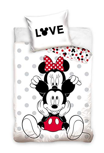 Ropa de cama Mickey Mouse Minnie 135 x 200 + 80 x 80 funda nórdica de algodón