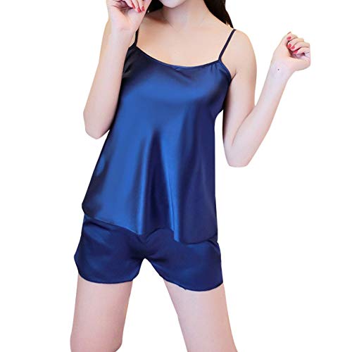 Ropa de Dormir Mujer lencería Interior Sexy Pajamas Yesmile ?? Lencería Sexy de satén para Mujer Pijamas de Dormir sin Mangas Conjunto de Ropa Interior camisón