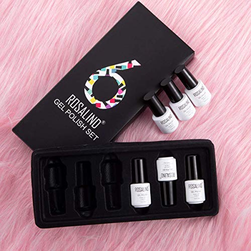 ROSALIDN Esmaltes Semipermanentes Negro Rojo de Uñas en Gel Soak Off UV LED, 6pcs Kit de Esmaltes de Uñas en Gel
