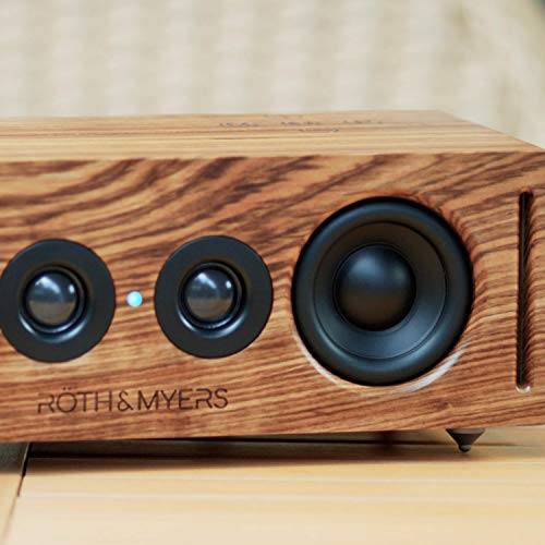RÖTH & MYERS BOSK Speaker HiFi - Altavoz Wifi / Bluetooth. Altavoz de estantería. Diseño Único en Madera de Zebrano 100% Natural, Multiroom y Multichannel. Spotify, Airplay, DLNA, Óptica, 70W