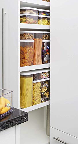 Rotho Loft, caja de almacenamiento cuadrada de 1l con tapa y sello, Plástico PP sin BPA, blanco, transparente, 1l 10.0 x 10.0 x 14.2 cm