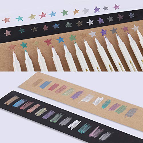 Rotuladores metálicos, 12 colores Rotuladores metálicos para hacer tarjetas Álbum de fotos de bricolaje Papel de boda Cerámica de vidrio, Resalte Rotuladores metálicos - Afilado (1 mm)