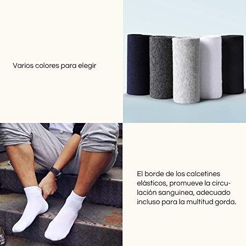 Rovtop 10 Pares Calcetines para Hombre y Mujer - Calcetines Termicos de Algodón de Invierno para Hombre, Azul Oscuro/Negro/Blanco/Gris Claro/Gris Oscuro (Tubo Medio)