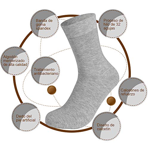 Rovtop 10 Pares Calcetines para Hombre y Mujer - Calcetines Termicos de Algodón de Invierno para Hombre, Azul Oscuro/Negro/Blanco/Gris Claro/Gris Oscuro (Tubo Medio)