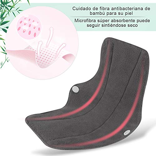 Rovtop 10PCS 25.4 cm Reutilizables de Carbón de Bambú - Almohadilla Menstrual Reutilizable Compresa de Tela + 2 Bolsa de Transporte Mini (Caja de Regalo Ambiental)