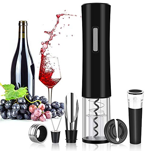Rovtop - Sacacorchos eléctrico 5 en 1, abridor de botella profesional, apto para vino/caza con cortador de cápsulas, para 4 pilas AA (no incluidas), regalo ldeal para amantes del vino