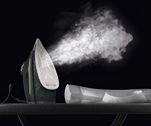 Rowenta Eco Intelligence DW6010D1 Plancha de Ropa, 30% Ahorro energía, Suela microsteam 3D Laser con Punta de precisión, Vapor Continuo 40 g/min, 2400 W, 0.3, Negro, Verde