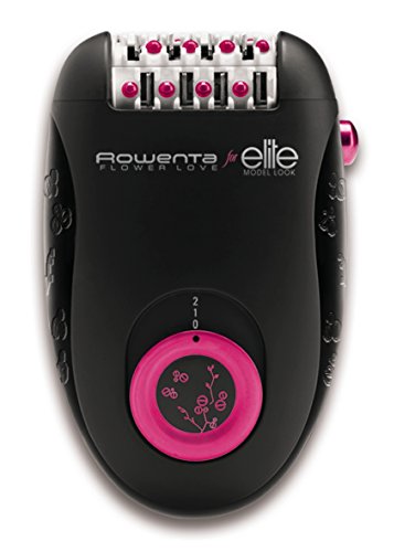 Rowenta Flower Love EP2812F0 - Depiladora 2 en 1 con cabezal ultrapreciso de 2 velocidades y 2 modos de uso, 24 pinzas con rodillo de pedicura ultra exfoliante y un neceser