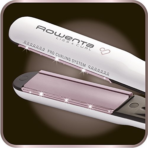 Rowenta Premium Care Liss & Curl SF7660F0 - Plancha de pelo con función alisadora y rizadora, recubrimiento de cashmere Keratin con aceite de argán, generador de iones, protección cabello