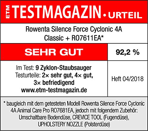 Rowenta Silence Force Cyclonic Classic RO7611EA Aspirador trineo sin bolsa, 750 W, silencioso 67 dB, capacidad 2.5 L, color azul y negro