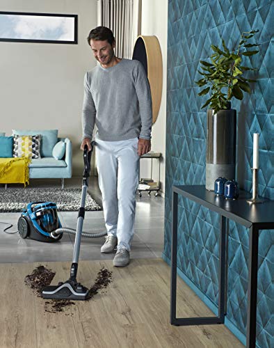 Rowenta Silence Force Cyclonic Classic RO7611EA Aspirador trineo sin bolsa, 750 W, silencioso 67 dB, capacidad 2.5 L, color azul y negro