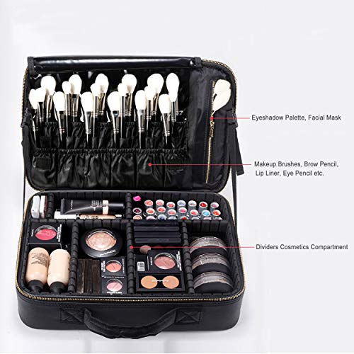ROWNYEON Bolso de Cosméticos Portable Organizador de Maquillaje EVA / Maletín para Maquillaje (Negro Medio)