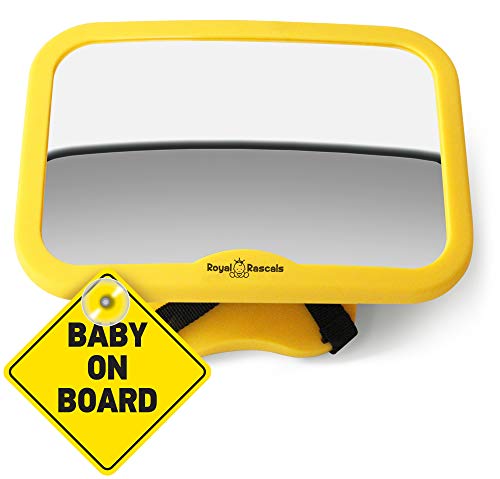 Royal Rascals - Espejo ajustable para el reposacabezas (para asiento de niño mirando hacia atrás, modelo mejorado, se adapta a cualquier asiento, 100% inastillable, producto de seguridad)