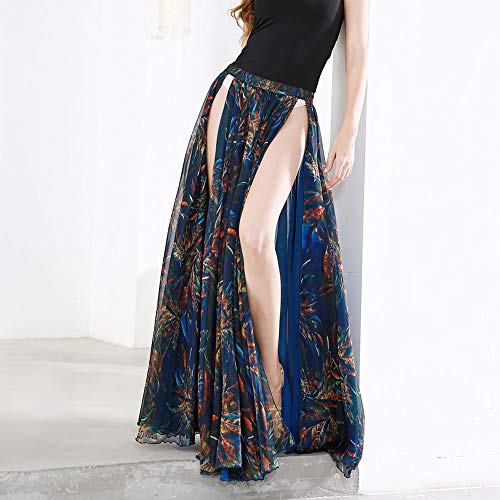 ROYAL SMEELA Faldas de Baile para Mujer Faldas Largas Danza del Vientre Falda Larga Floral Corte Largo Gran Swing Falda Doble Capa Gasa Falda Flamenca Bailarín Disfraces de Baile