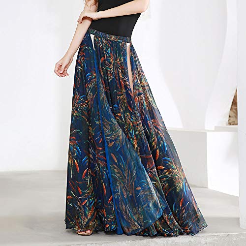 ROYAL SMEELA Faldas de Baile para Mujer Faldas Largas Danza del Vientre Falda Larga Floral Corte Largo Gran Swing Falda Doble Capa Gasa Falda Flamenca Bailarín Disfraces de Baile