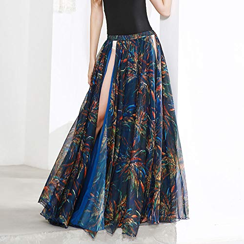 ROYAL SMEELA Faldas de Baile para Mujer Faldas Largas Danza del Vientre Falda Larga Floral Corte Largo Gran Swing Falda Doble Capa Gasa Falda Flamenca Bailarín Disfraces de Baile