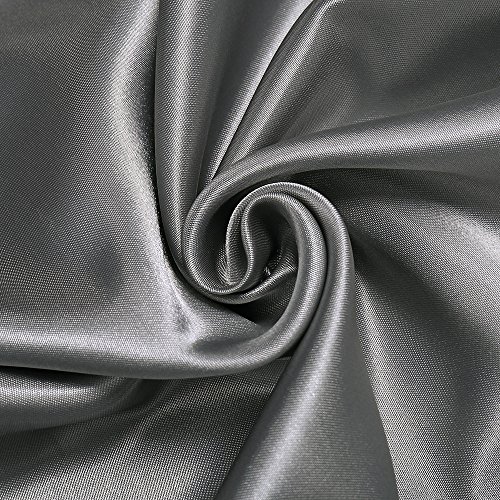 Royaliya - Juego de 2 fundas de almohada (seda satinada, tamaño estándar, 54 x 84 cm), color negro, seda sintética raso, Gris, 54 cm × 84 cm