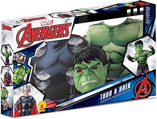 Rubies Disfraz oficial de Marvel-Bi Pack Classic Asamblea Hulk + Thor, niño, talla M 155039M
