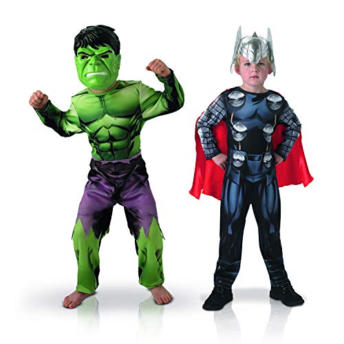Rubies Disfraz oficial de Marvel-Bi Pack Classic Asamblea Hulk + Thor, niño, talla M 155039M
