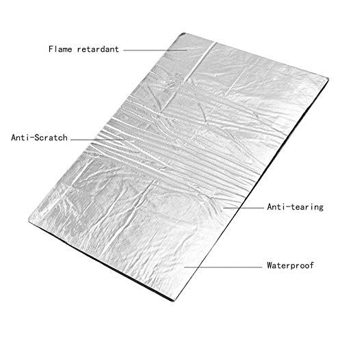 Ruesious Vehículo Insonorizante Forro Aluminio Papel Adhesivo 5mm de Espesor Espuma Aislante de Calor Aislamiento Térmico Acústico Impermeable Hidrófugo Sonido Amortiguador 140cm x 100cm