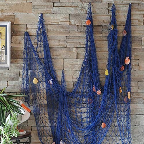 Ruick - Red de pesca decorativa de pared, conchas de playa, para fiestas o para la puerta, estilo mediterráneo, pegatinas náuticas, manualidades, fondo de pared