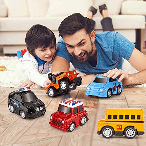 RuiDaXiang Metálico Tire hacia Atrás Coches, 8 Packs Mini Die Cast Set de Coches de Juguete, Coche de Policía/Autobús Escolar ... Juguetes Vehículos Fricción, para niños de 3 a 12 Años Niñas Niños