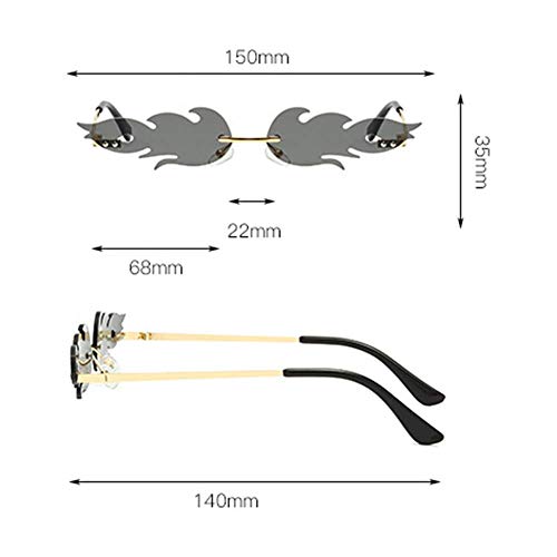 Ruixia Fuego Llama Gafas de Sol/Polarizador/Moda Tendencia Gafas de Sol/Metal sin Montura Gafas de Sol/Ligero/High-End/Personalidad - Morado