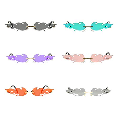 Ruixia Fuego Llama Gafas de Sol/Polarizador/Moda Tendencia Gafas de Sol/Metal sin Montura Gafas de Sol/Ligero/High-End/Personalidad - Morado