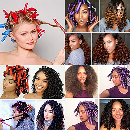 Rulos para el cabello, paquete de 42 rulos para el cabello, suministros de peluquería flexible, rizos para el peinado, rizos hermosos y naturales, sin daños