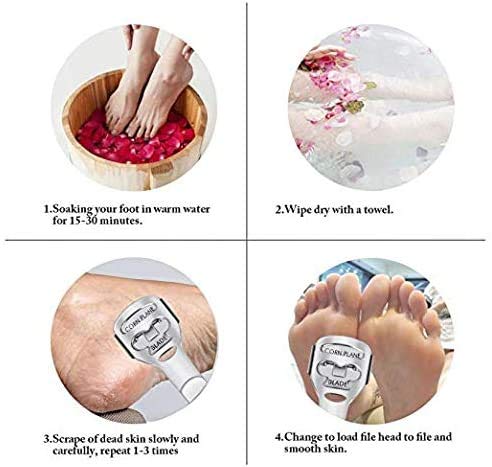 RUNCCI-YUN Eliminador Profesional de Callos y Callosidades, Lima de Callos de Acero Inoxidable, Eliminador de Dureza, Afeitadora de Dureza, Pedicura y Cuidado de Pies, 10 Cuchillas Incluidas