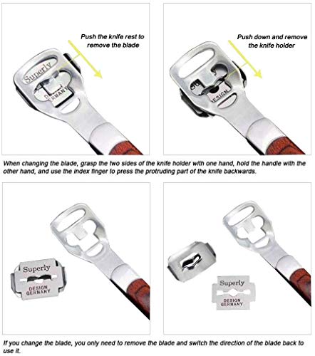 RUNCCI-YUN Eliminador Profesional de Callos y Callosidades, Lima de Callos de Acero Inoxidable, Eliminador de Dureza, Afeitadora de Dureza, Pedicura y Cuidado de Pies, 10 Cuchillas Incluidas