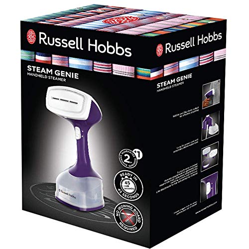 Russell Hobbs Steam Genie 25600-56 - Plancha de vapor vertical, cepillo de mano, incluye 3 accesorios ropa, 1650 W, color morado