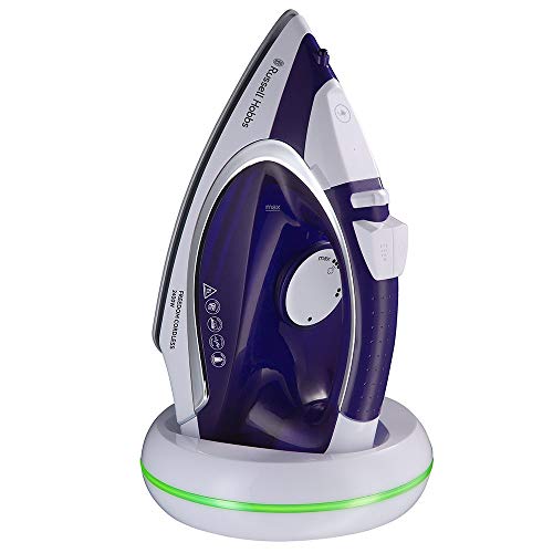 Russell Hobbs Supreme Steam - Plancha de Ropa Sin Cable (2400 W, Suela de Cerámica, Morado y Blanco) - ref. 23300-56