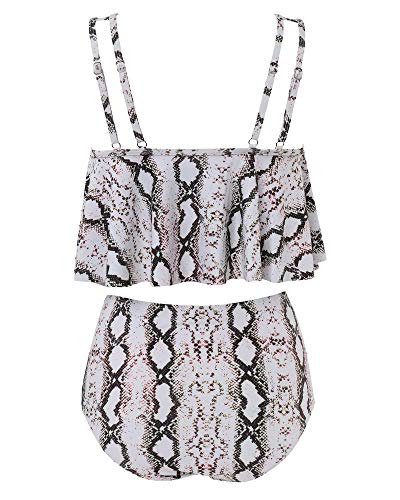 RXRXCOCO - Traje de baño de tiro alto para disimular abdomen, talla grande, para mujer Serpiente M