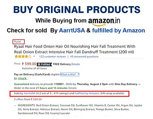 Ryaal Hair Cebolla Hair Oil Nutritivo Cabello Con Extracto de Cebolla Real para Cabello Caspa Intensivo 200 mililitros