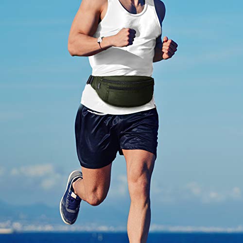 Ryaco Riñoneras Deportivas, Riñoneras Running Hombre, Bolso de Cintura Viajar, Hípica, Golf, Acampada para iPhone XS MAX X 8 7 Plus, Galaxy S9 S8 Plus, Note 8, 5 (Ejercito Verde)