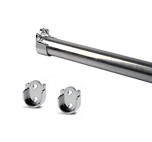 rzdeal Pack de 2 redondo armario Rail barra de acoplamiento soporte soporte Tono de plata 25 mm