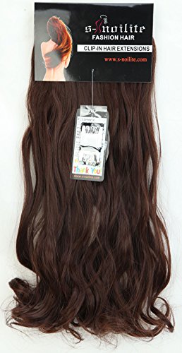 S-noilite® 17" (43 cm) extensiones de cabello cabeza completa clip en extensiones de pelo Ombre ondulado rizado - marrón medio