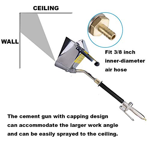 S SMAUTOP 4 Jet Yeso y Pulverizador de Estuco, Pistola de Mortero de Cemento Neumática Con Cubierta,Rociador de Mortero Para Pintar Paredes o Techos