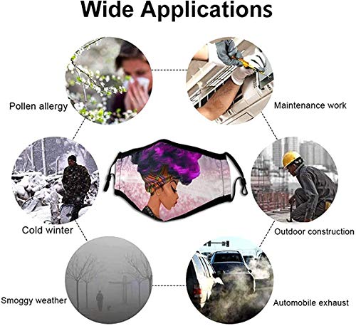 S6D6CZ8 Unisex Reutilizable Púrpura Color de Cabello Mujer Africana Protección contra el Polvo, Otros Velo de la Cara de la Contaminación del Aire para Hombres Mujeres Niños