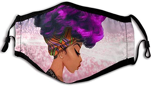 S6D6CZ8 Unisex Reutilizable Púrpura Color de Cabello Mujer Africana Protección contra el Polvo, Otros Velo de la Cara de la Contaminación del Aire para Hombres Mujeres Niños
